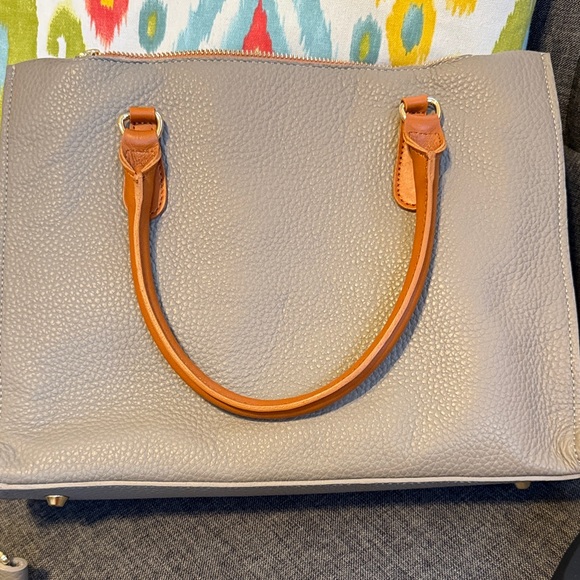 Chic Gray Satchel with Tan Accents Valentina Italian Leather - Picture 11 of 15